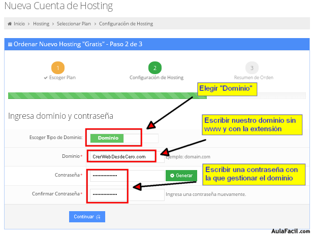 configurar dominio