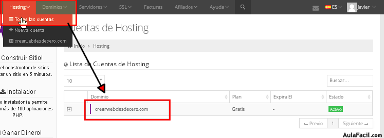 actualizar hosting