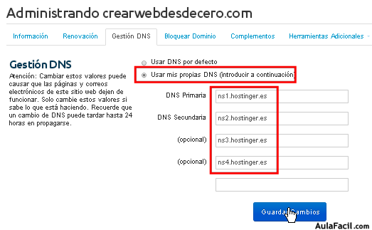 Modificar DNS