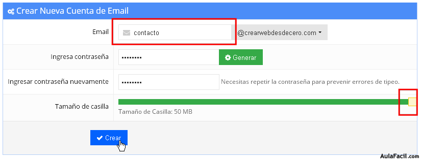 crear cuenta de correo