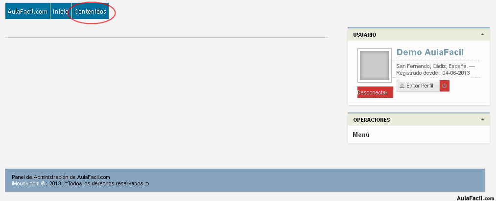 Click en Contenidos
