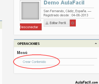 Click en Crear Contenido