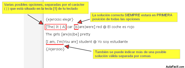 Ejercicios para elegir entre varias opciones