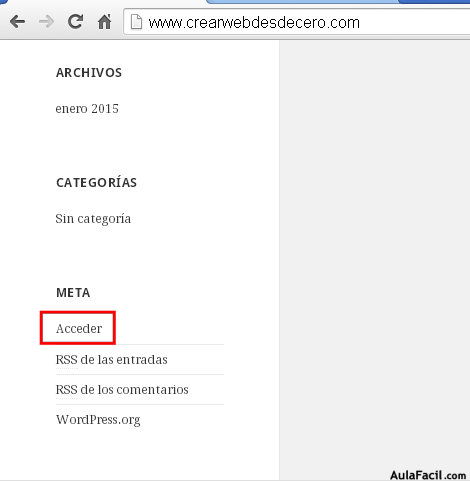 acceder al panel de control de wordpress