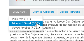 Seleccionar opción de Microsoft Word