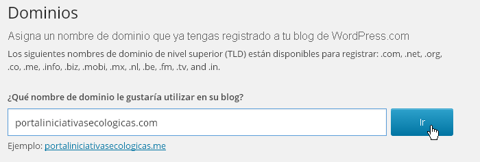 escribir el nombre de mi dominio