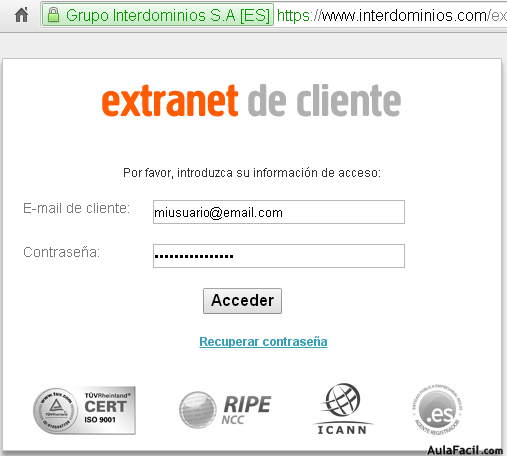 login registrante