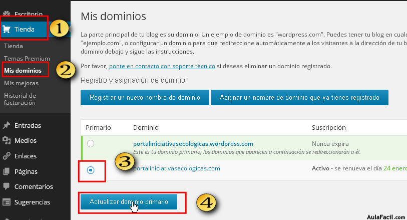 actualizar a dominio primario