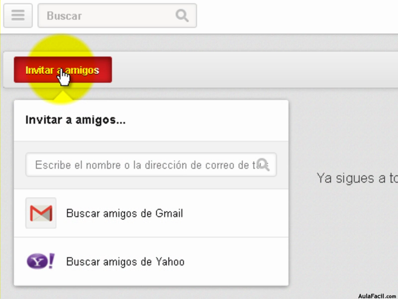 Invitar Gmail Yahoo