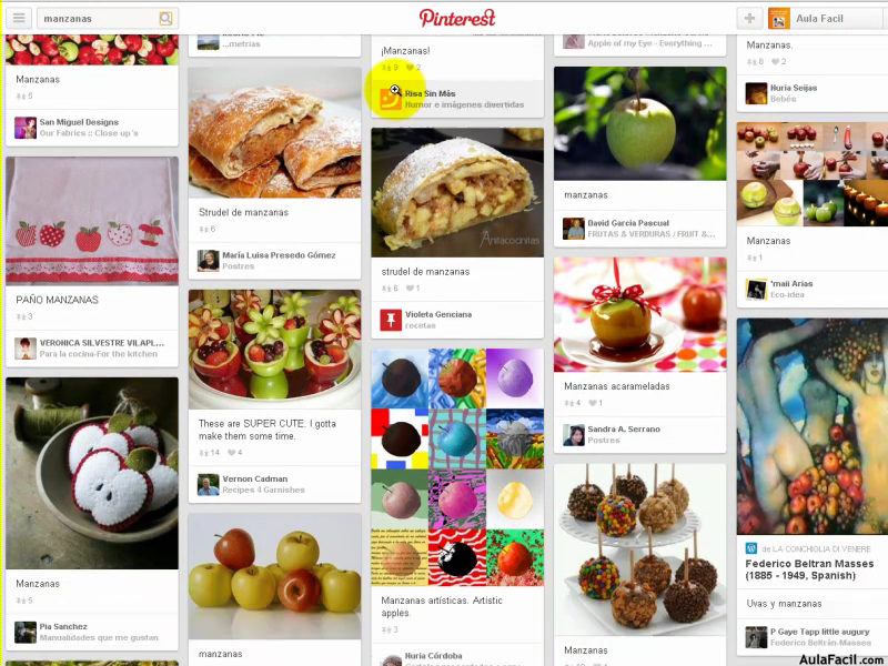 Página principal de Pinterest manzanas