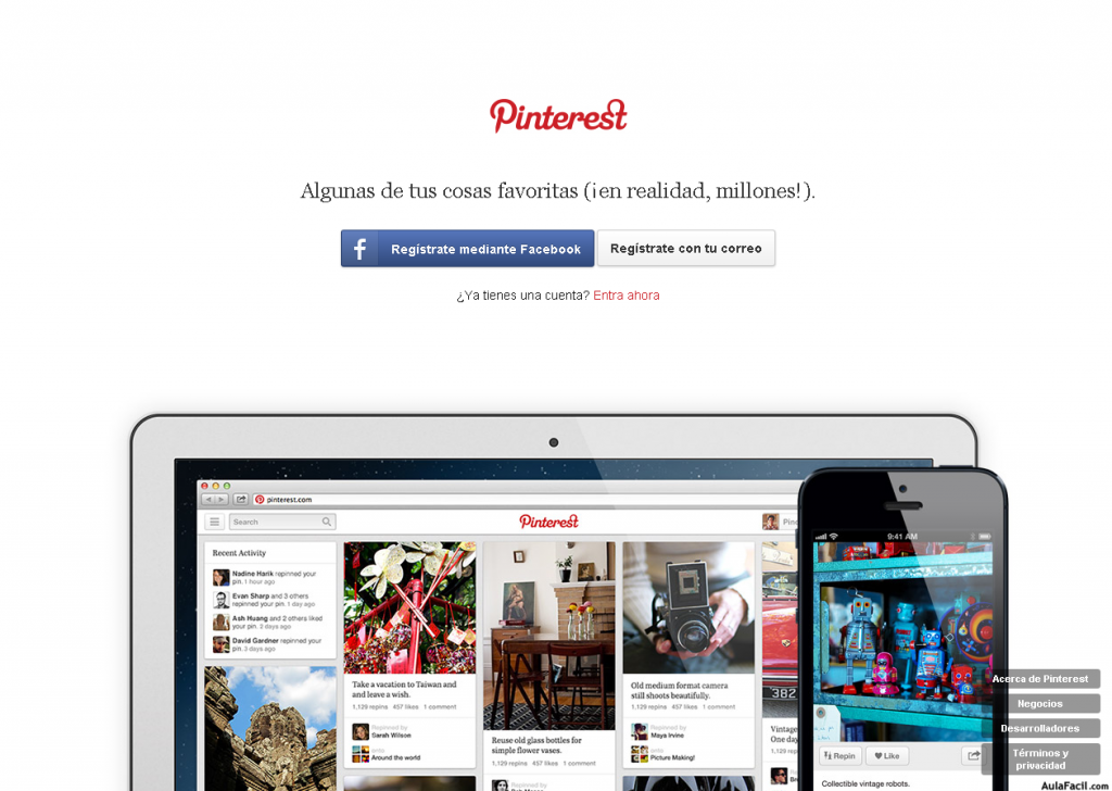 Pantalla pricipal Pinterest