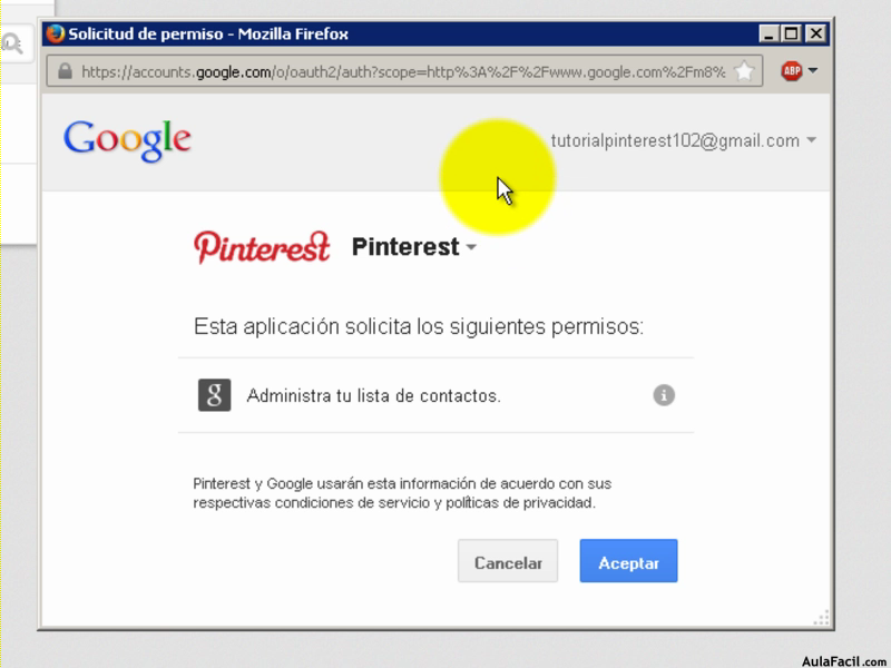 Ventana emergente de gmail