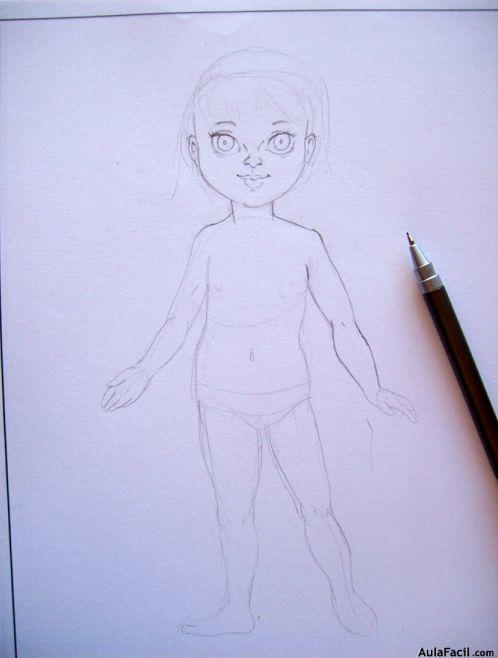 Dibujar la niña - maniquí - rasgos