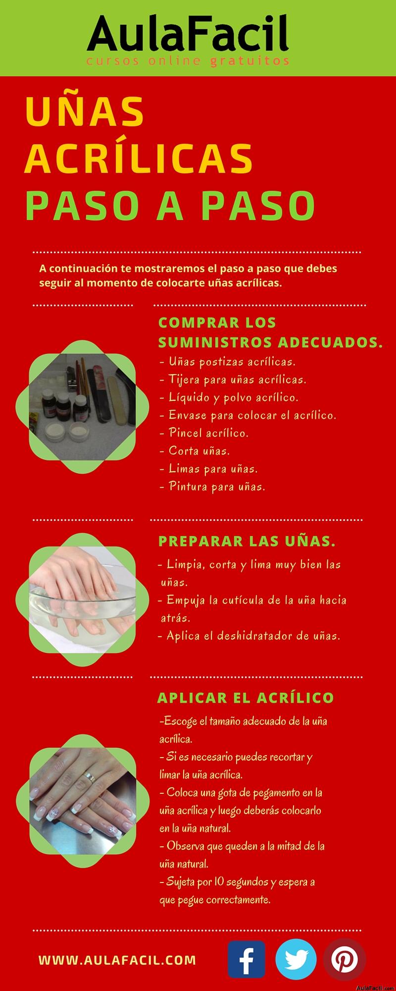 🥇▷【 Uñas acrílicas paso a paso - Infografía - Uñas Acrílicas básico 】