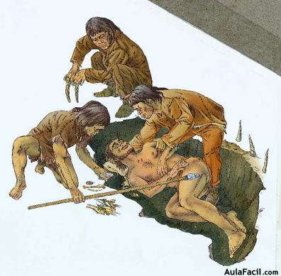 enterramiento neandertal recreacion