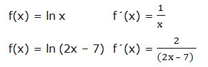 derivada de un logaritmo neperiano