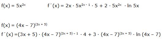 derivada de una función potencial exponencial