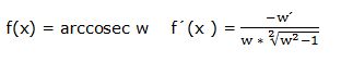 derivada inversa del arcocosecante