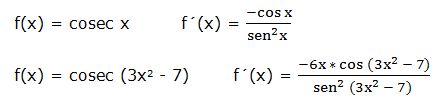 derivada cosecante
