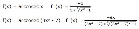 derivada del arcocosecante