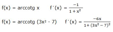 derivada del arcocotangente