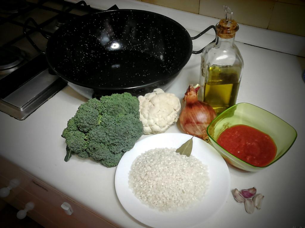 Ingredientes Arroz caldoso con brócoli y coliflor