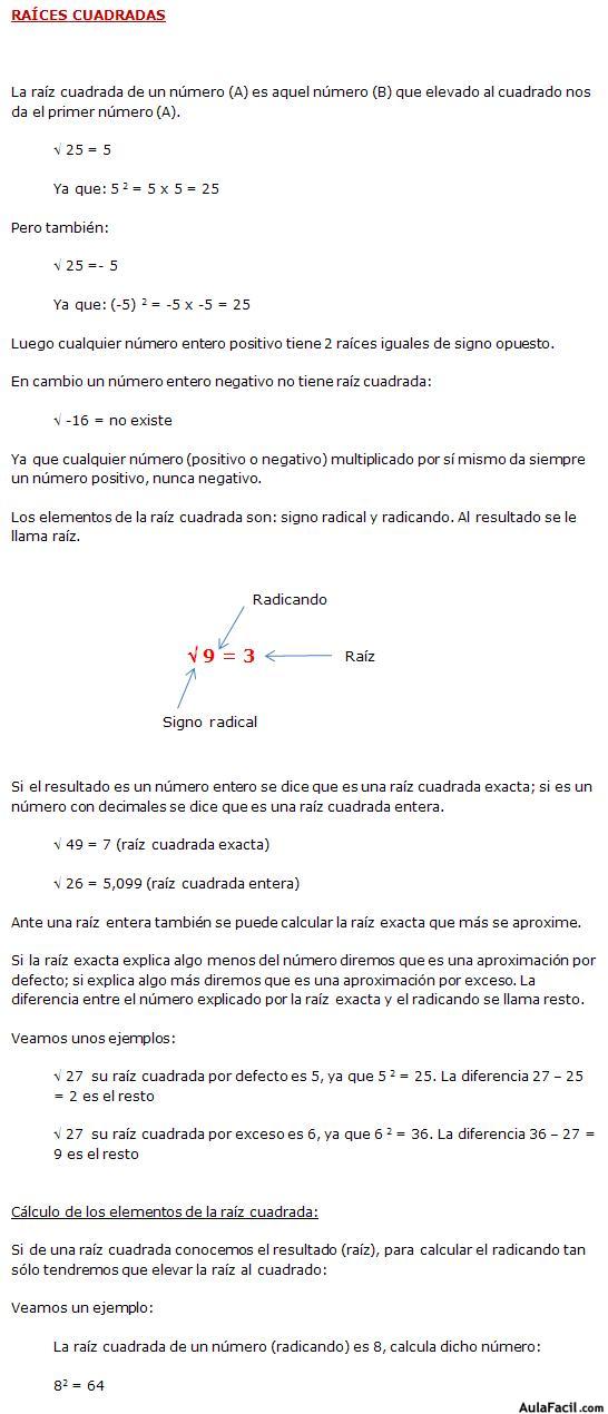 Raices cuadradas