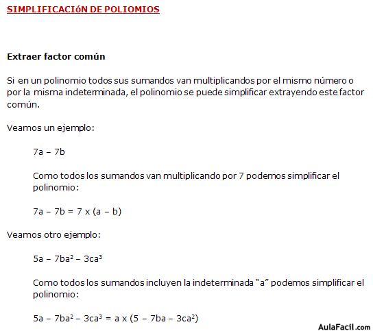 simplificación de polinomios