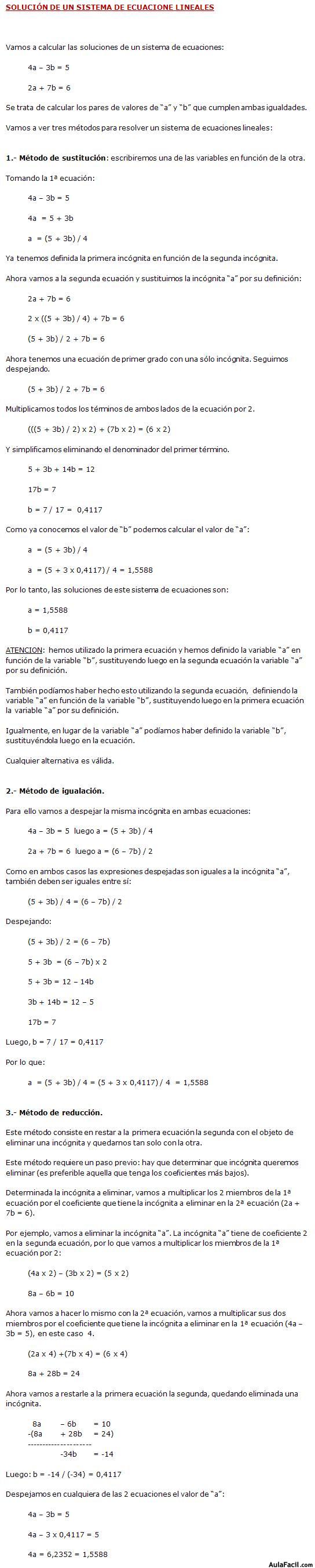 Solución de un sistema de ecuaciones lineales