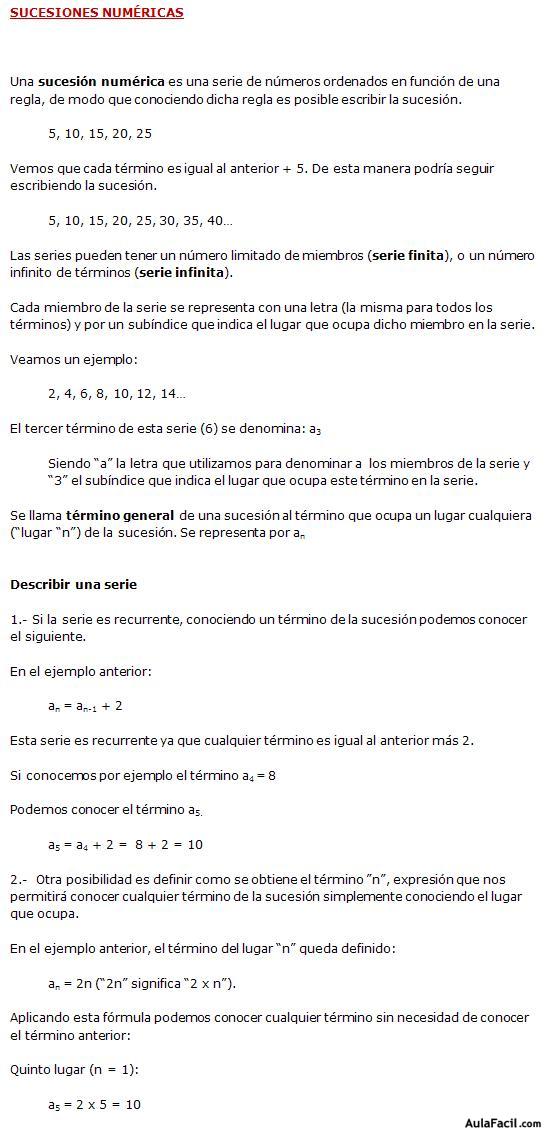 sucesiones numéricas