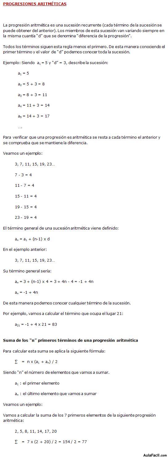 Progresiones aritméticas