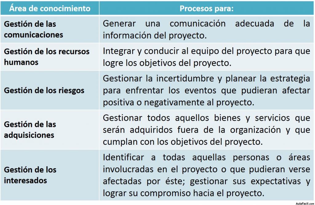 Roles de las Áreas de Conocimiento acorde a la Guía del PMBOK