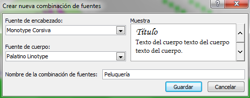 Combinacion de fuentes para Peluquería