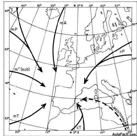 Masas de aire que afectan a España