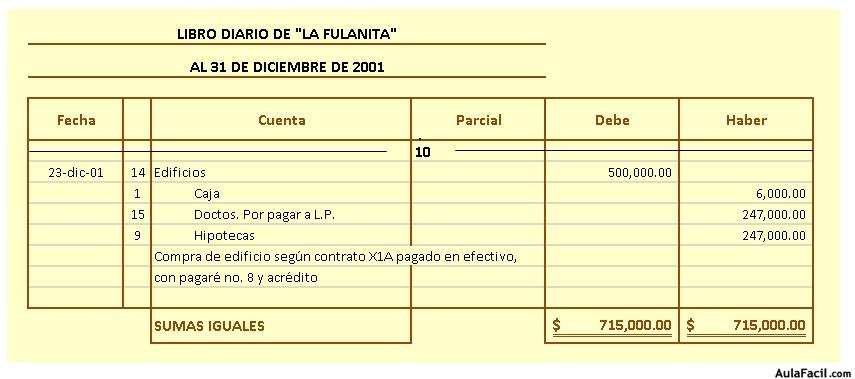 Asiento 10 libro diario