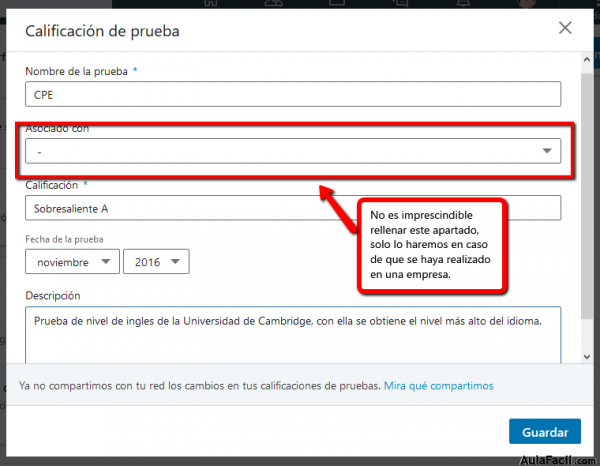 Calificación prueba