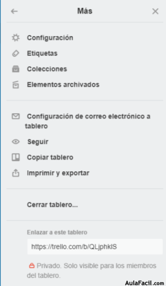 Más en el Menú de Trello