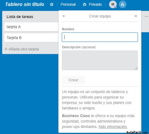 Crear un equipo en Trello