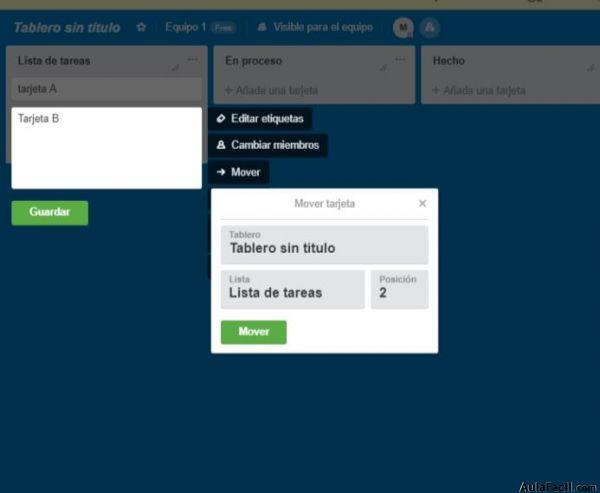 Mover tarjetas de Trello Mover tarjetas de Trello