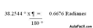 CONVERSIONES DE GRADOS A RADIANES
