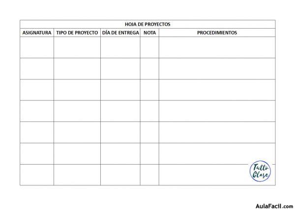 HOJA DE PROYECTOS