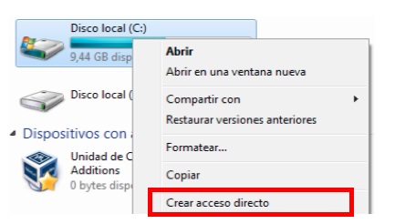 Crear acceso directo