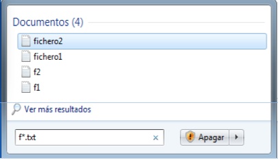 Fichero que empiezan por f