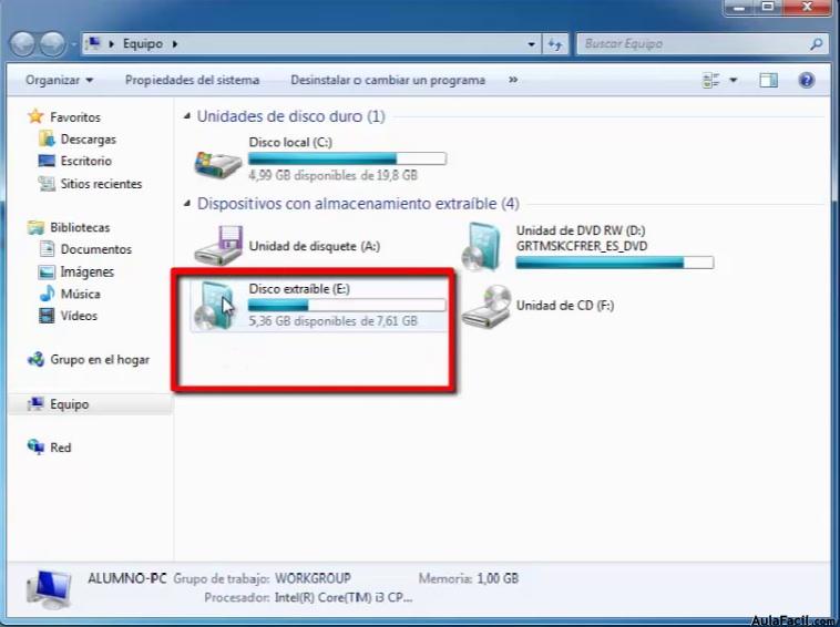 Usb con Windows7