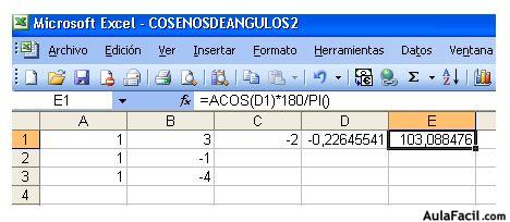 Cálculo Excel.