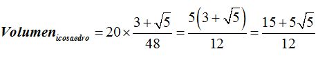 FÓRMULA DEL VOLUMEN DEL ICOSAEDRO