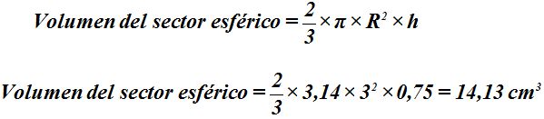 fórmula del volumen del sector esférico