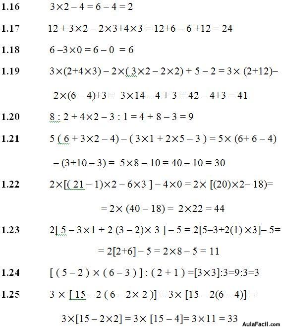 Sumas, restas, multiplicación y división de números naturales