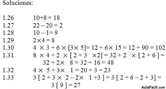 Sumas, restas, multiplicación y división de números naturales