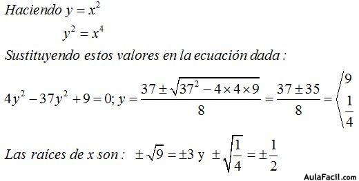 Ecuaciones Bicuadras